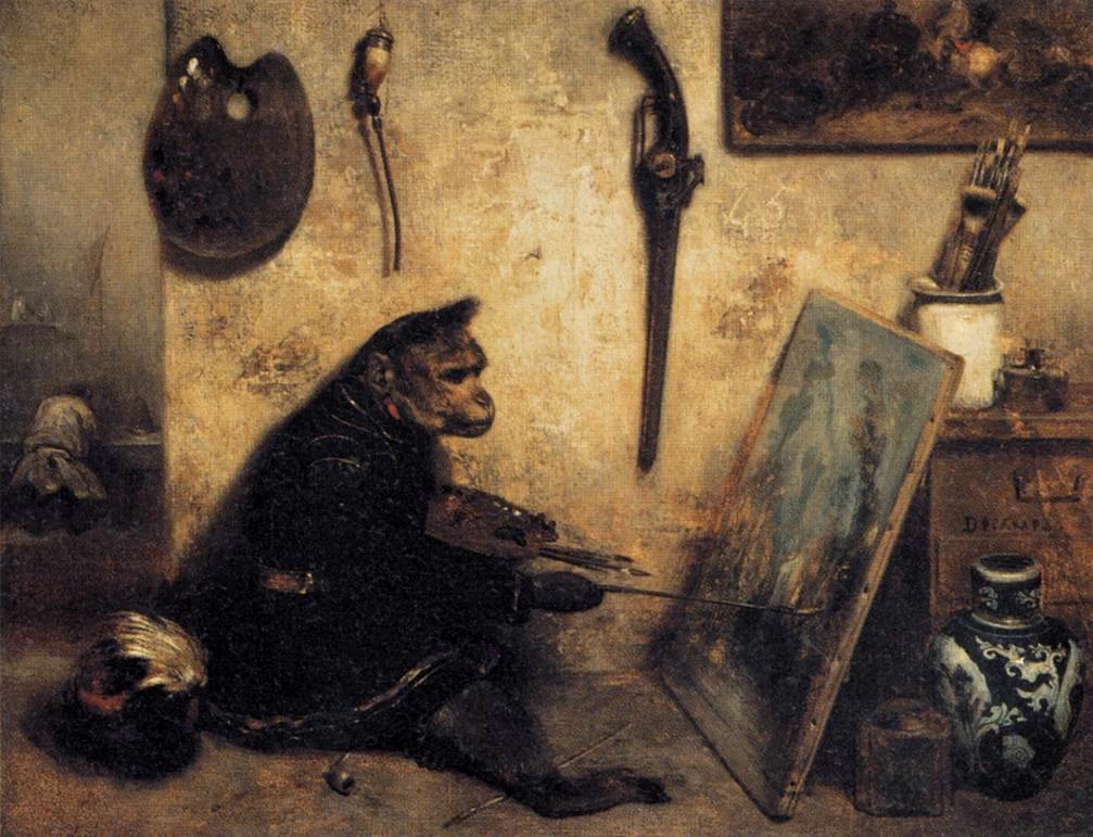 Alexandre - Gabriel Decamps, La scimmia pittrice, Museo del Louvre, Parigi